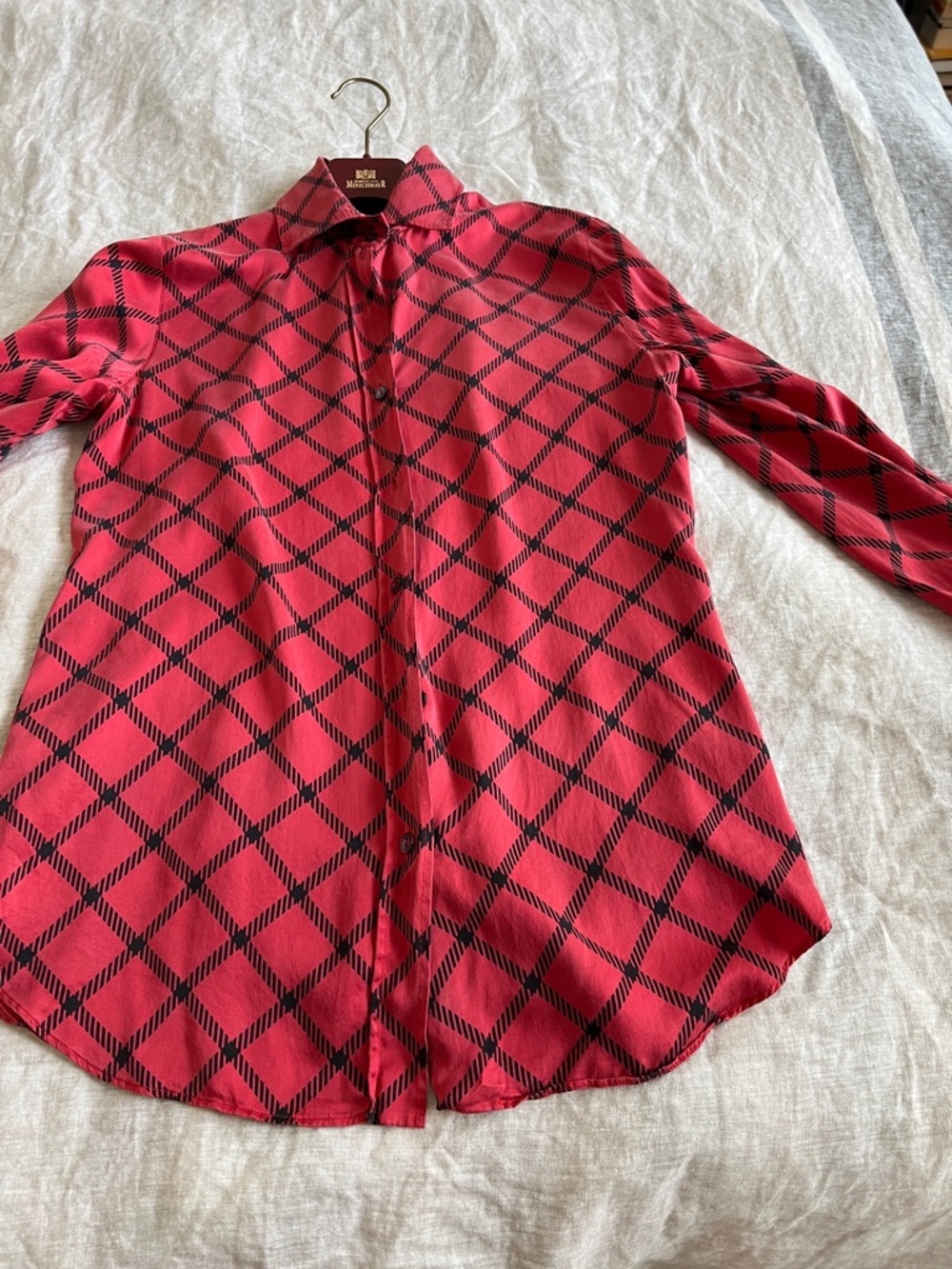 Dolce & Gabbana Red and Black Geometric Button-Down Shirt